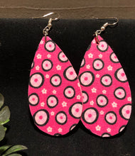 Load image into Gallery viewer, Pink with Black Spots Large Teardrop Dangle Earrings
