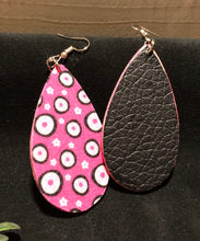 Load image into Gallery viewer, Pink with Black Spots Large Teardrop Dangle Earrings
