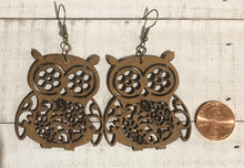 Load image into Gallery viewer, Owl Wood Dangle Earrings
