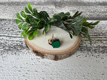 Load image into Gallery viewer, Green Leaves Wood Stud Earrings
