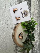 Load image into Gallery viewer, Cowboy Boots Wood Stud Earrings
