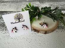 Load image into Gallery viewer, Unicorn Wood Stud Earrings
