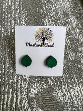 Load image into Gallery viewer, Green Leaves Wood Stud Earrings
