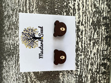 Load image into Gallery viewer, Bear Wood Stud Earrings
