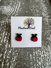 Load image into Gallery viewer, Ladybugs Wood Stud Earrings
