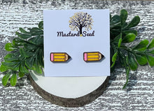Load image into Gallery viewer, Pencil Wood Stud Earrings
