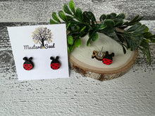 Load image into Gallery viewer, Ladybugs Wood Stud Earrings
